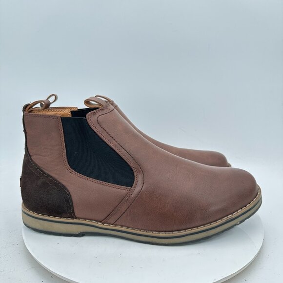 Izod Lucas Men Size 12M 1413016 Brown Leather Side Elastic Pull On Chelsea Boot - Picture 4 of 12